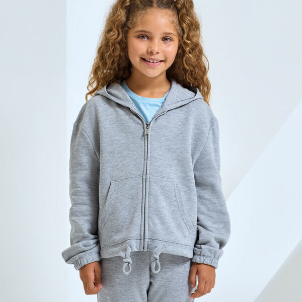 Kids TriDri® recycled cropped oversize full-zip hoodie Miniaturansicht